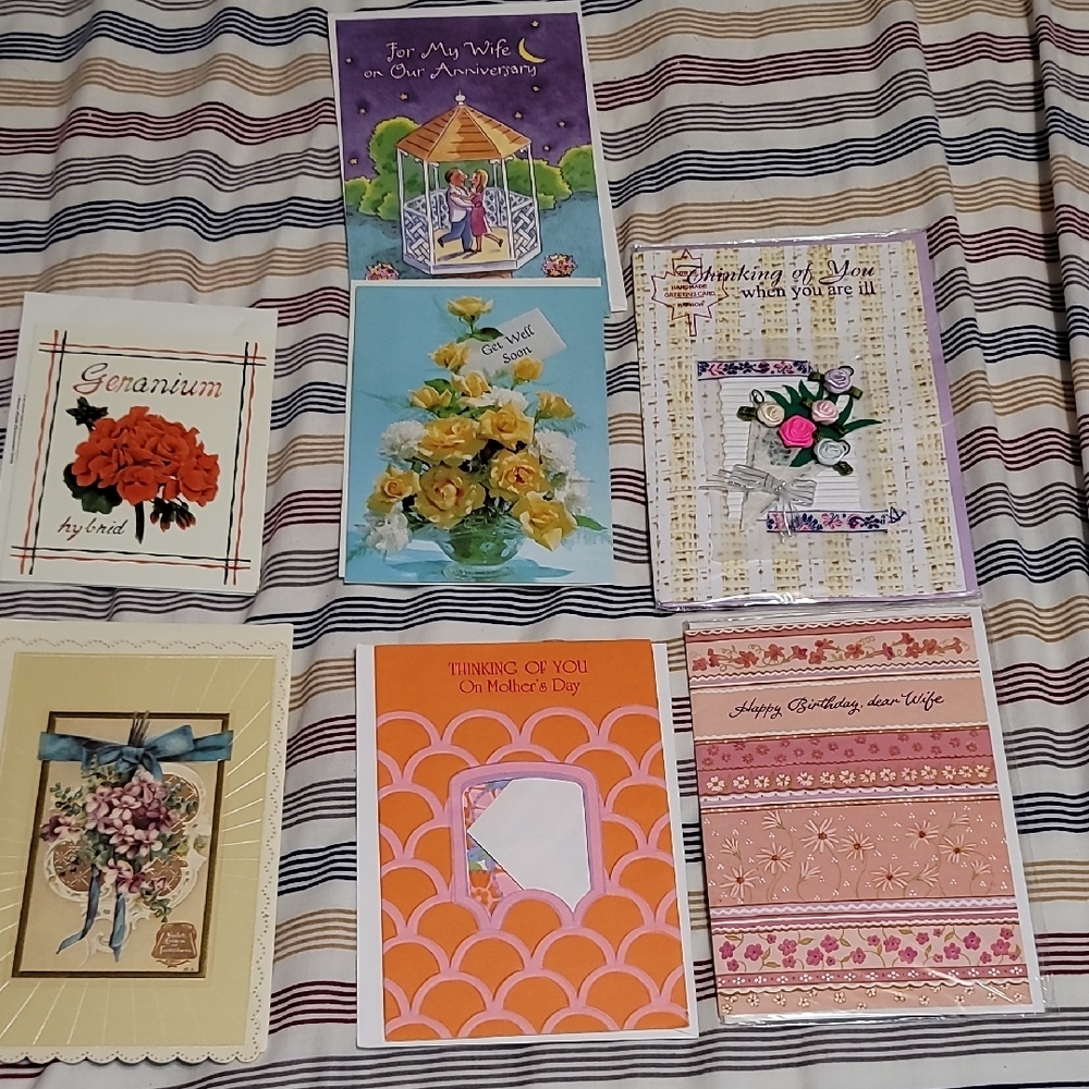 7 Assorted Floral Greeting Cards Set